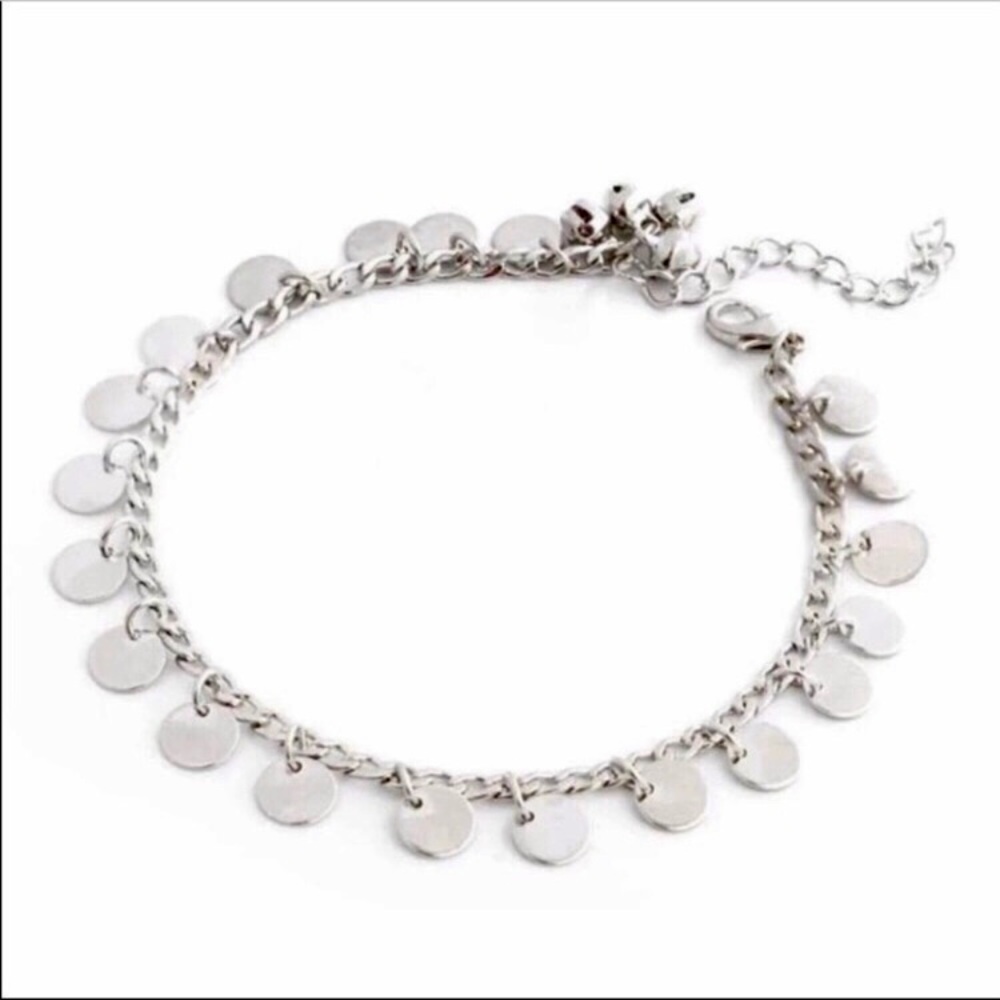 New! Silver Disc Ankle Bracelet - Picture 2 of 5